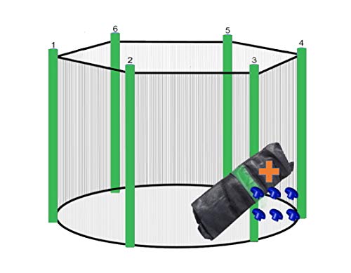 walexo Trampolin Sicherheitsnetz für 6 Stangensysteme (366 cm Ø, Schwarz/Hellgrün) von walexo