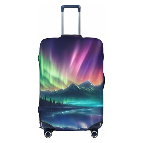 axzttupy Große Kofferhülle mit Aufdruck "Dark Northern Lights", passend für fast jedes Gepäck, personalisierter Reisegepäckschutz, Schwarz , M von axzttupy