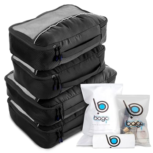 Verpackungswürfel 4pcs Wert Set für Reisen Plus 6pcs Gepäck Veranstalter Beutel Black von Bago