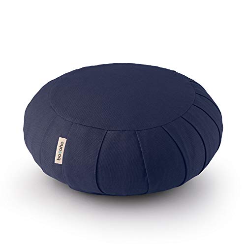 basaho Classic Zafu Meditationskissen Yogakissen | Bio-Baumwolle | Buchweizenschalen | Abnehmbarer und waschbarer Bezug (Mitternachtsblau) von basaho