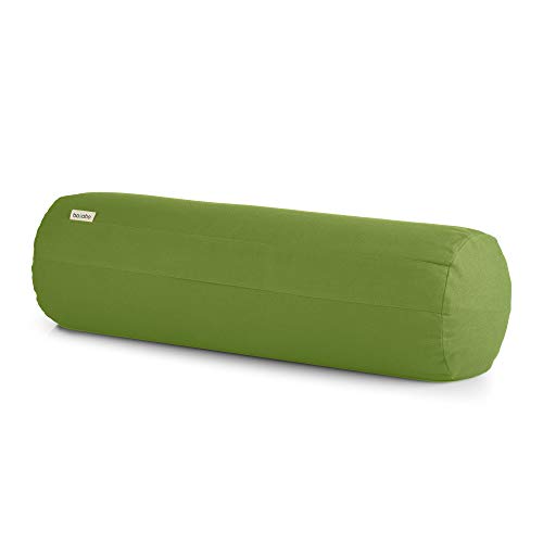 basaho Yoga Bolster Yogarolle | Bio-Baumwolle | Buchweizenschalen | Abnehmbarer und waschbarer Bezug | Yoga Rolle Yogakissen (Blattgrün) von basaho