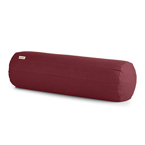 basaho Yoga Bolster Yogarolle | Bio-Baumwolle | Buchweizenschalen | Abnehmbarer und waschbarer Bezug | Yoga Rolle Yogakissen (Tibetisches Bordeaux) von basaho