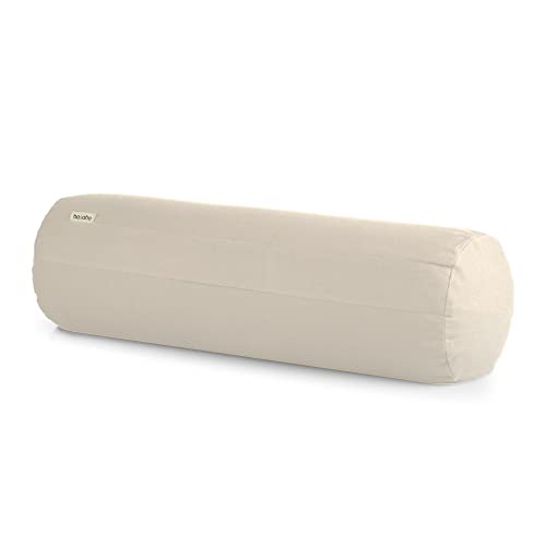 basaho Yoga Bolster Yogarolle | Bio-Baumwolle (OCS-Zertifiziert) | Buchweizenschalen | Abnehmbarer und waschbarer Bezug | Yoga Rolle Yogakissen (Natur) von basaho