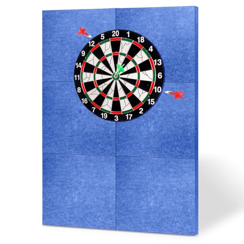 Dart Wandschutz,6 Stück Selbstklebend Filz Wandschutz Dartscheibe,Gespleißte Surround Wandumrandung Schallschutz Dartscheibe,Klassische Filz Dartscheibe Wandschutz Rückseite (Blau, 30X30CM) von bechoanigel
