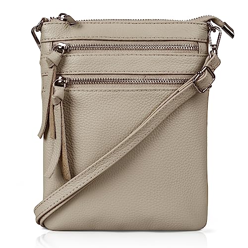 befen Small Leather Crossbody Purses for Women, Multi Pocket Cross Body Bag Zipper Purse and Handbags, Functional Slim Shoulder Bag with Adjustable Long Strap (Nude Pink) von befen