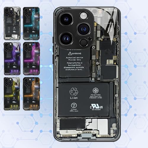 Circuit Board Glass Phone Case, for iPhone 15 14 13 12 11Pro Max Circuit Board Anti-Fall Mobile Phone Case, Sleek Motherboard Pattern Liquid Silicone Mobile Phone Case (Transparent,11 Pro) von behound
