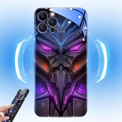 Flash Phonecase for IPhone, Super Armor Flash Phone Case, Colorful Nightlight Tempered Glass Phone Protective Case, Voice Control Mechanical Mobile Phone Case for 15 14 13 12 Pro Max (13 Pro Max,#05) von behound