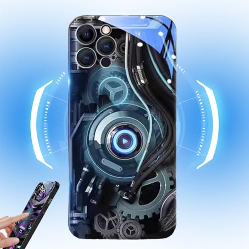 Flash Phonecase for IPhone, Super Armor Flash Phone Case, Colorful Nightlight Tempered Glass Phone Protective Case, Voice Control Mechanical Mobile Phone Case for 15 14 13 12 Pro Max (14 Pro Max,#07) von behound