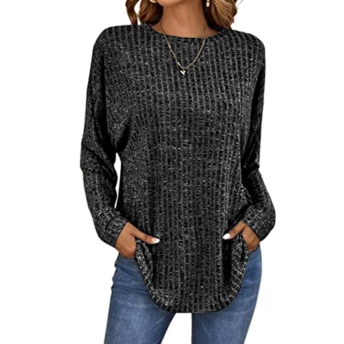 behound Casual Long-Sleeved Sweater, 2023 European and American New Long Sleeved Hollow Knitted Sweater Women (Black,L) von behound