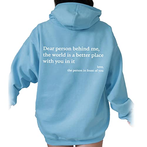 behound Dear Person Behind Me Hoodie, Personalized Sweatshirt, You Are Enough Sweatshirt Mental Health (Blue,M) von behound
