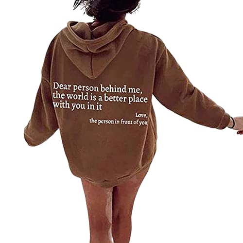 behound Dear Person Behind Me Hoodie, Personalized Sweatshirt, You Are Enough Sweatshirt Mental Health (Khaki,4XL) von behound