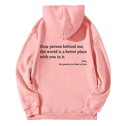 behound Dear Person Behind Me Hoodie, Personalized Sweatshirt, You Are Enough Sweatshirt Mental Health (Pink,XL) von behound