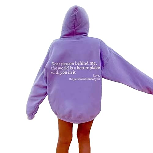 behound Dear Person Behind Me Hoodie, Personalized Sweatshirt, You Are Enough Sweatshirt Mental Health (Purple,2XL) von behound