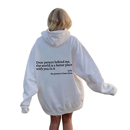 behound Dear Person Behind Me Hoodie, Personalized Sweatshirt, You Are Enough Sweatshirt Mental Health (White,L) von behound