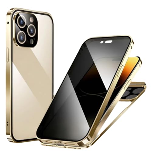 behound Stealth Case,Stealth Carbon Fiber Phone Case,Stealthcase Magnetic Privacy Case with Double Buckle for iPhone 11/12/13/14/15 Pro Max,Privacy Screen Protector Case for iPhone (14,Gold) von behound