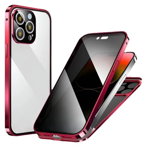 behound Stealth Case,Stealth Carbon Fiber Phone Case,Stealthcase Magnetic Privacy Case with Double Buckle for iPhone 11/12/13/14/15 Pro Max,Privacy Screen Protector Case for iPhone (14Plus,Red) von behound
