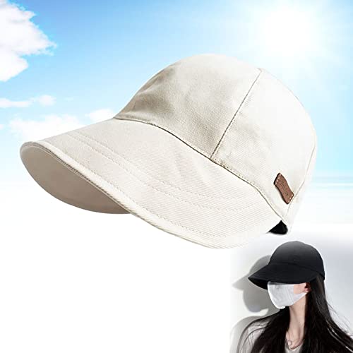behound Uv Protection Big Hats for Women, Sun Visor Hat for Women Everyday Uv Protection, 2023 Sunscreen Anti-Ultraviolet Foldable Fisherman's Hat Cooling Hat (Beige,Thin) von behound