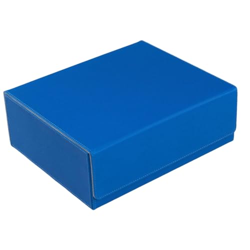 bephible Aufbewahrungsbox für Karten, Kunstleder, 3-reihig, mit Magnetverschluss, Trennwände, Würfelablage für Business-Sport, Blau von bephible