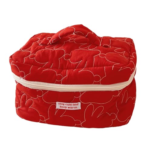 bephible Aufbewahrungstasche, wasserabweisend, tragbar, Make-up-Tasche für Damen, mit Reißverschluss-Griff-Design, rot, S von bephible