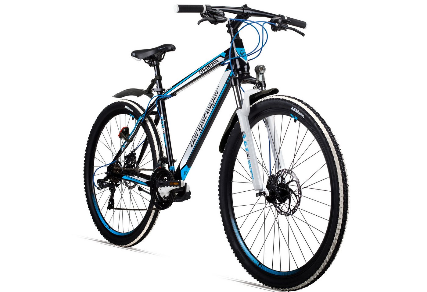 bergsteiger Mountainbike Canberra 26, 29 Zoll Mountainbike, geeignet ab 160 cm, Damen, Herren, 21 Gang Shimano Tourney RD-TY300 Schaltwerk, Kettenschaltung, Scheibenbremsen von bergsteiger