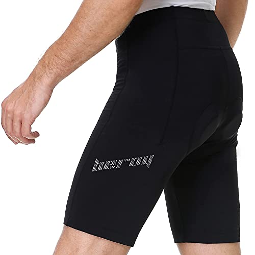 Fahrradhose Kurz Herren Radlerhose Herren Gepolstert Atmungsaktive Radhose Herren mit Sitzpolster Schwarz XXL von beroy