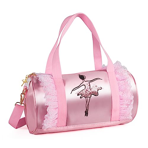 besbomig Prinzessin Tanztasche Balletttasche Umhängetasche Sporttasche Tasche Farbe pink Geschenk Dance Gym für Mädchen,Rosa von besbomig
