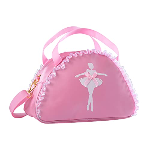 besbomig Tanztasche Handtasche für Mädchen Kinder Sporttasche Umhängetasche Balletttasche Schulranzen für Ballett Tanz Gymnastik, Rosa 2 von besbomig