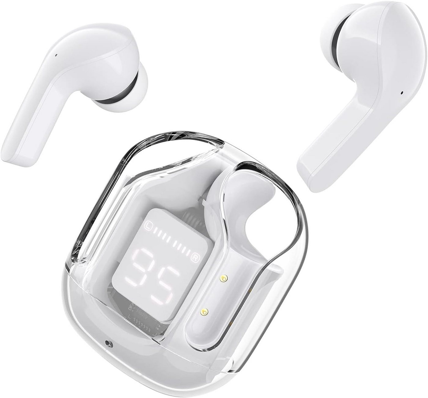 bestyks 2024 Kabellose Bluetooth 5.3 mit ENC Mikrofon In-Ear-Kopfhörer (Schnurlose Ohrhörer für Musikliebhaber mit aktiver Lebensweise., Mit 25 Stunden Wiedergabe Tiefe Bässe, Touch Steuerung, Wasserdicht) von bestyks