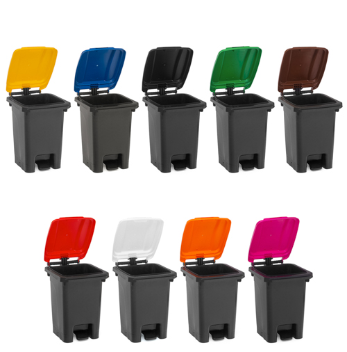 60 Liter Mülleimer (Mülltonne) - 9 Deckelfarben von Teamsportbedarf.de