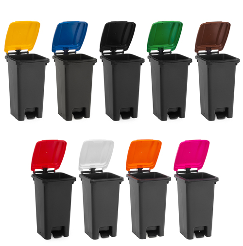 80 Liter Mülleimer (Mülltonne) - 9 Deckelfarben von Teamsportbedarf.de