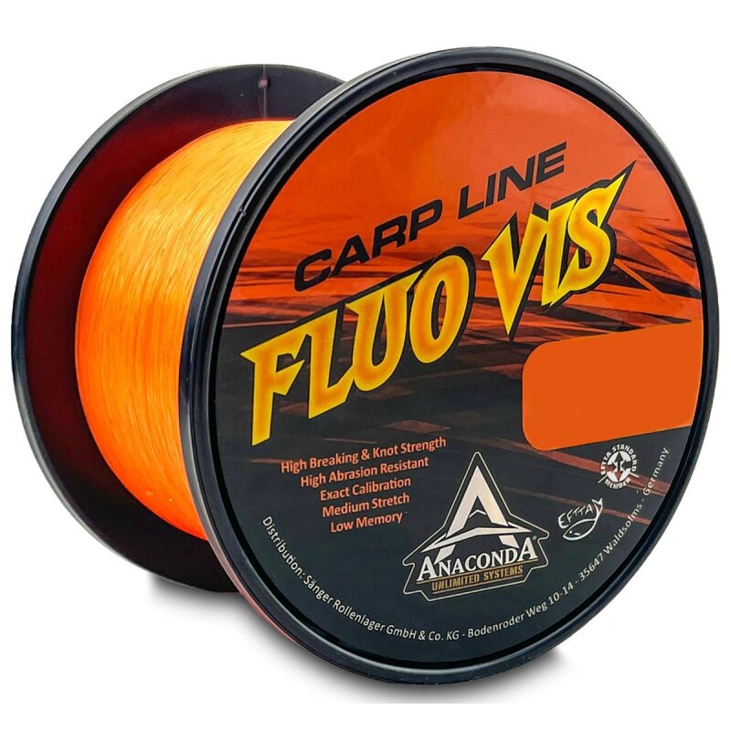 ANACONDA Carp Line Fluo Vis 0,26mm 5,25g 1200m Fluo-Orange (0,02 € pro 1 m)
