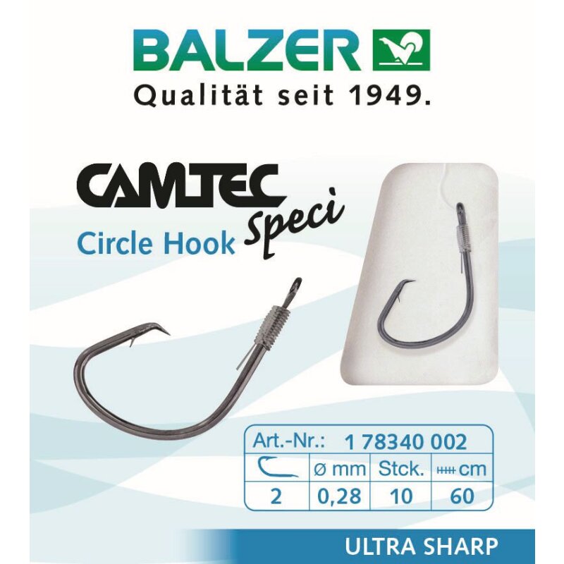 BALZER Camtec Circlehaken Gr.2 0,28mm 60cm 10Stk.