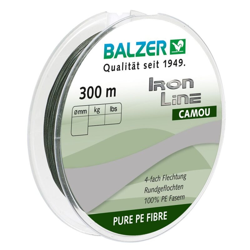 BALZER Iron Line 4 Camou 0,13mm 8,5kg 300m Dunkelgrün (0,05 € pro 1 m)