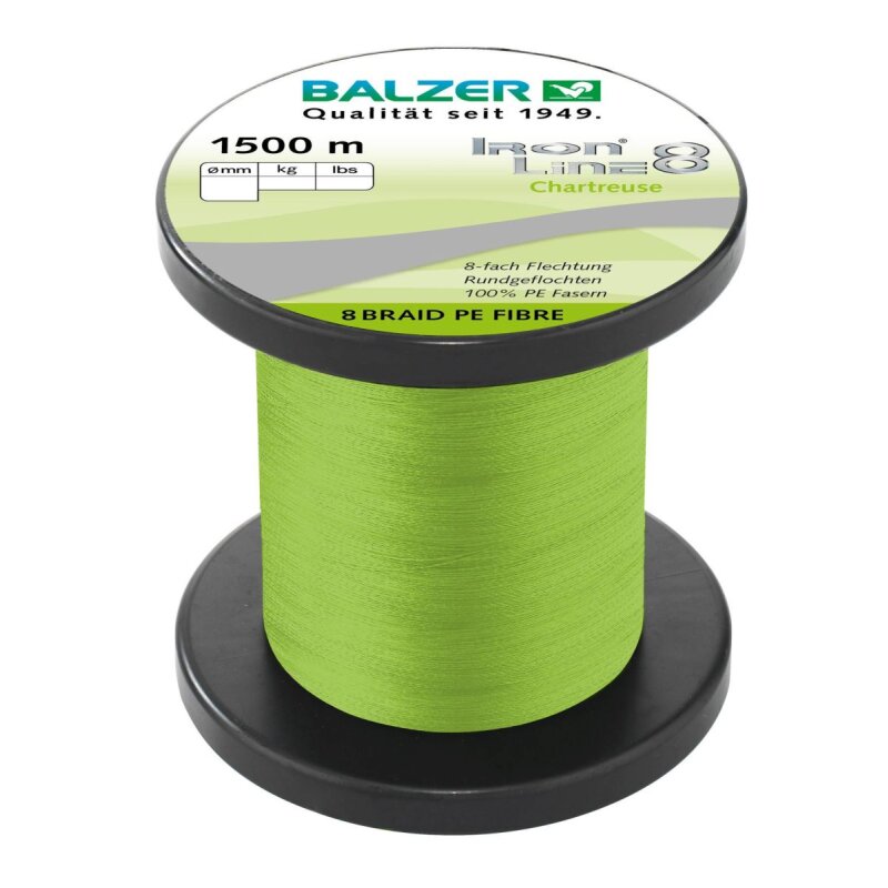 BALZER Iron Line 8 0,12mm 9,8kg 1500m Chartreuse (0,08 € pro 1 m)