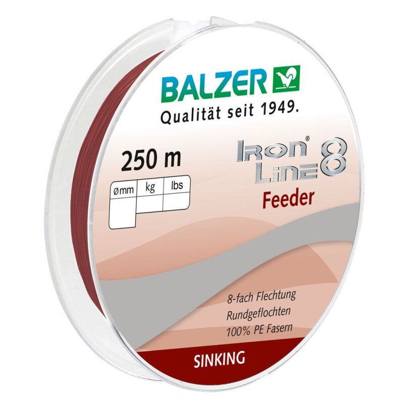 BALZER Iron Line 8 Feeder 0,1mm 8,1kg 250m Dunkelrot (0,10 € pro 1 m)