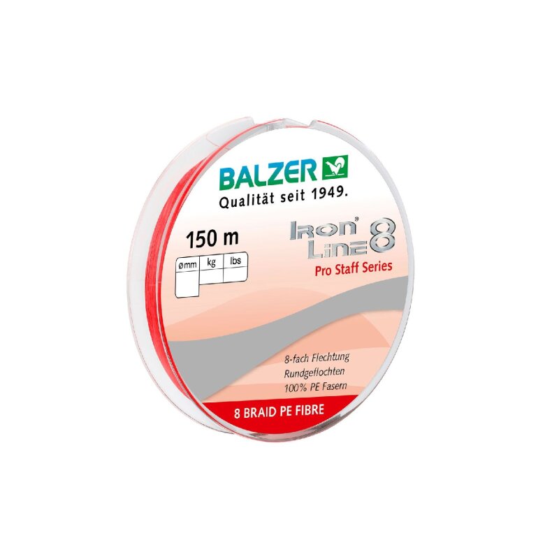 BALZER Iron Line 8 Pro Staff 0,18mm 12,7kg 150m Rot (0,09 € pro 1 m)