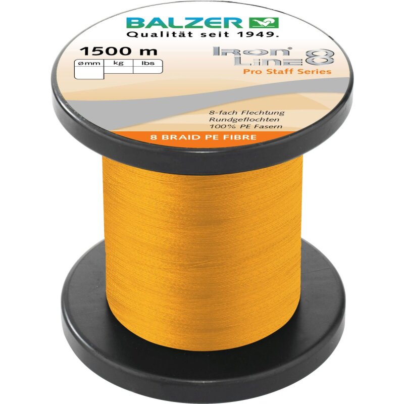 BALZER Iron Line 8 Spin 0,18mm 12,7kg 1500m Orange (0,08 € pro 1 m)