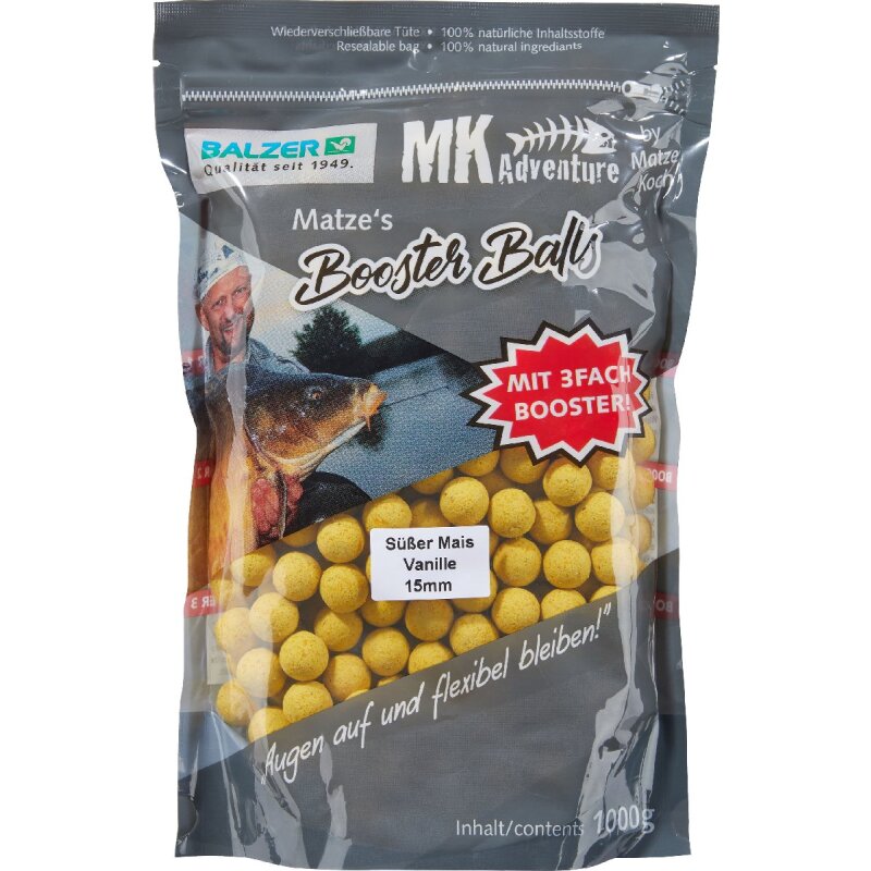 BALZER Matze Koch Booster Balls Süßer Mais/Vanille 15mm 1kg (10,40 € pro 1 kg)