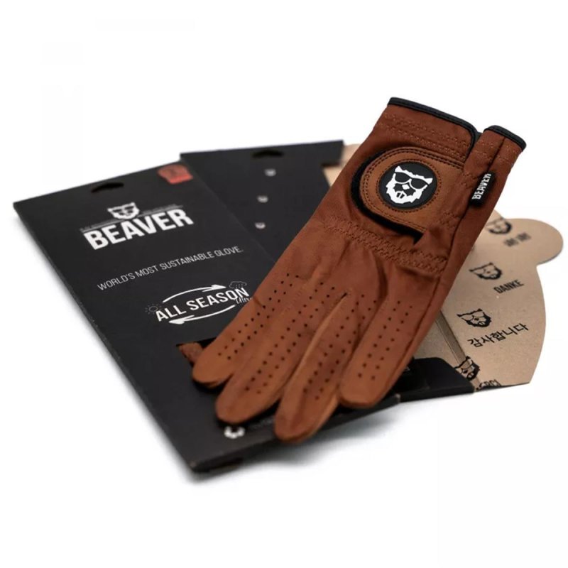 BEAVER GOLF Golfhandschuh ALL SEASON ULTRA Cognac Brown Herren LH - für die linke Hand S