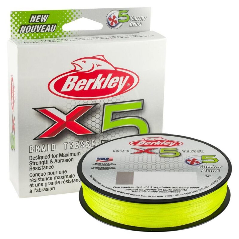 BERKLEY X5 Braid 0,12mm 12,1kg 150m Flame Green (0,10 € pro 1 m)