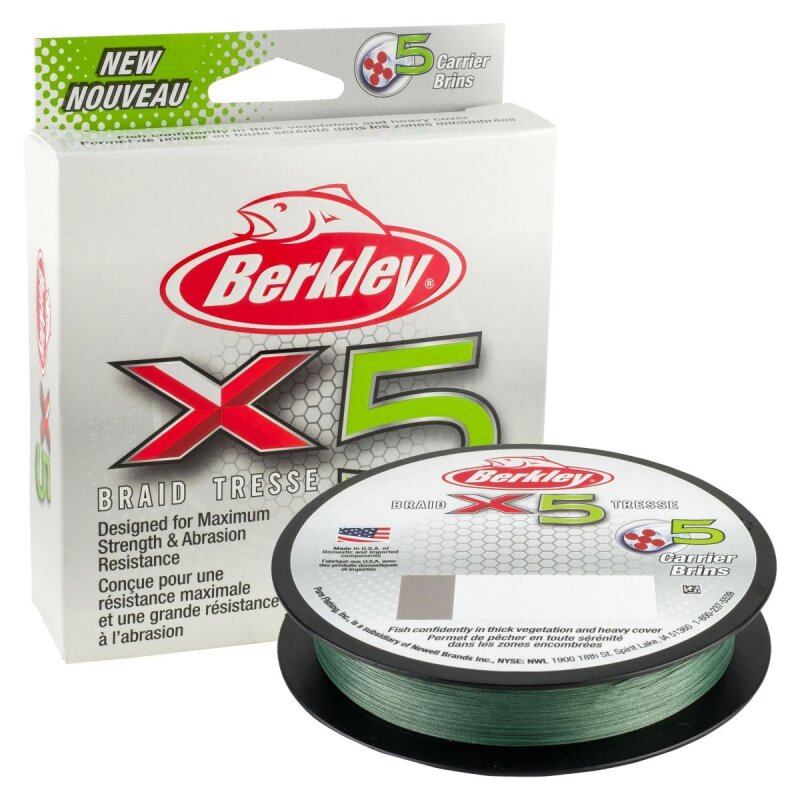 BERKLEY X5 Braid 0,1mm 9kg 150m Low-Vis Green (0,10 € pro 1 m)