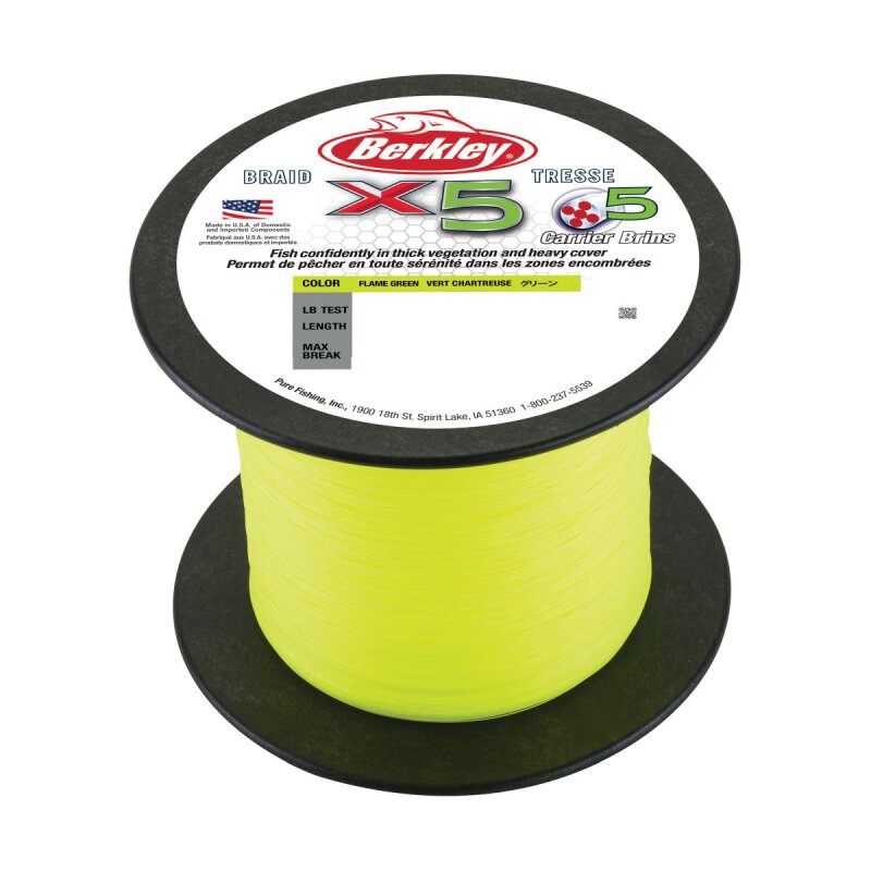 BERKLEY X5 Braid 0,35mm 36,3kg 2000m Flame Green (0,05 € pro 1 m)