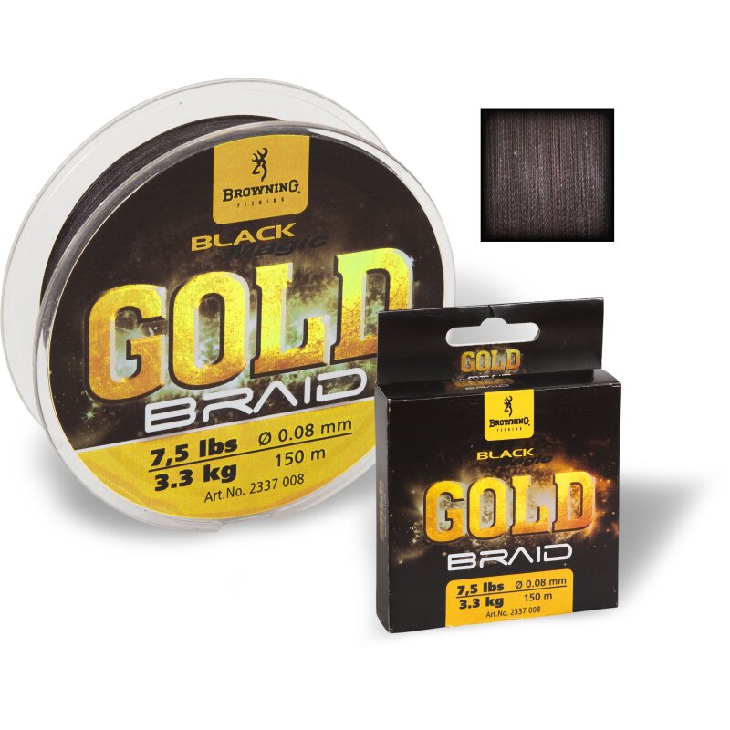 BROWNING Black Magic Gold Braid 0,1mm 3,6kg 150m Schwarz (0,05 € pro 1 m)