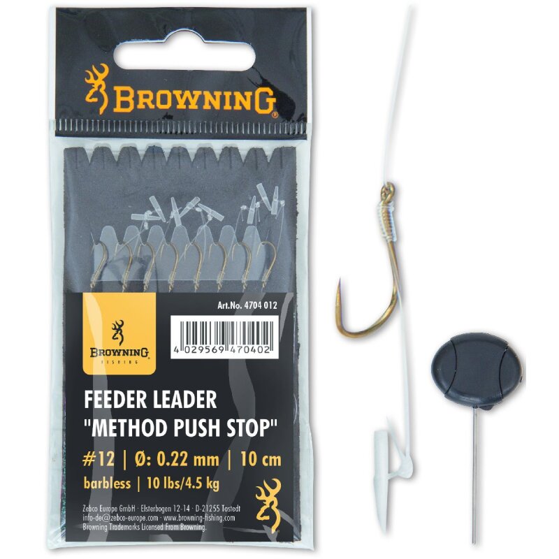 BROWNING Feeder Leader Method Push Stop Gr.18 40cm 0,22mm 4,5kg...