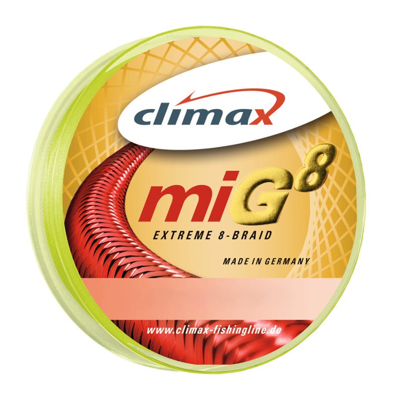 CLIMAX miG8 Extreme Braid SB 0,14mm 13,5kg 135m Fluogelb (0,11 € pro 1 m)