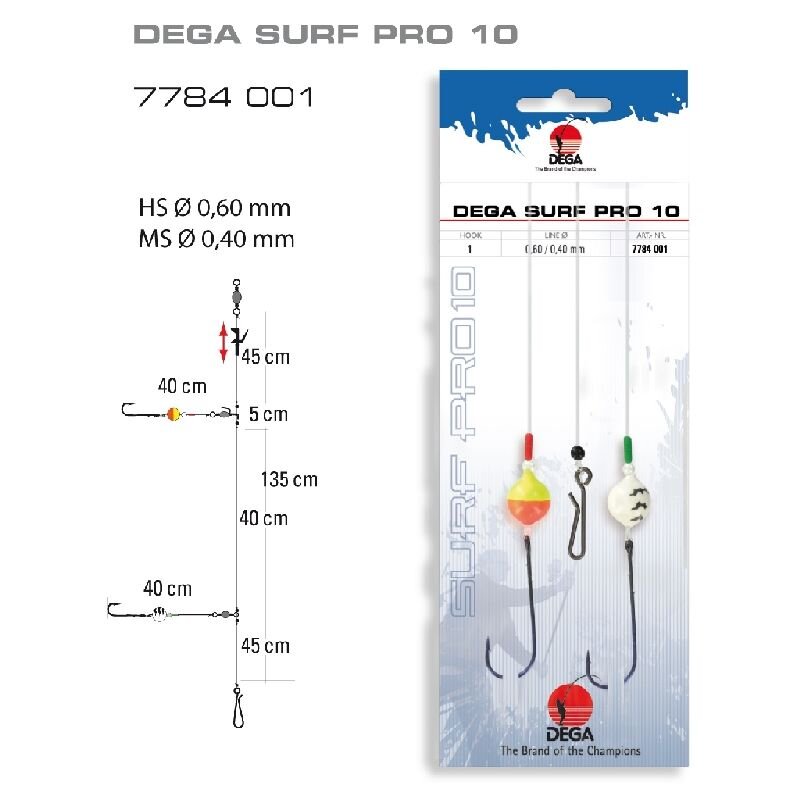 DEGA Brandungsvorfach Surf Pro 10 Gr.1 135cm 0,6mm 0,4mm