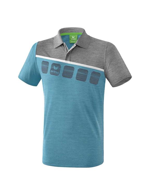 Erima 5-C Poloshirt Erwachsene oriental blue melange/grau...