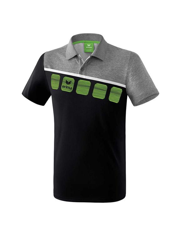 Erima 5-C Poloshirt Erwachsene schwarz/grau melange/wei? 1111904 Gr. M