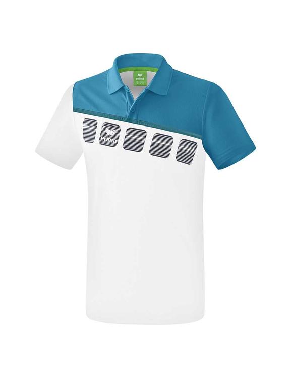 Erima 5-C Poloshirt Erwachsene wei?/oriental blue/colonial blue...