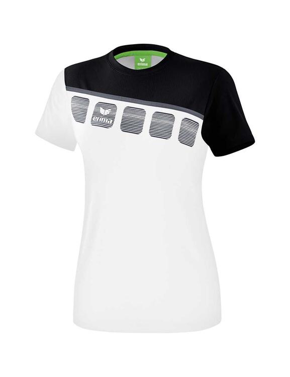 Erima 5-C T-Shirt Damen wei?/schwarz/dunkelgrau 1081913 Gr. 40
